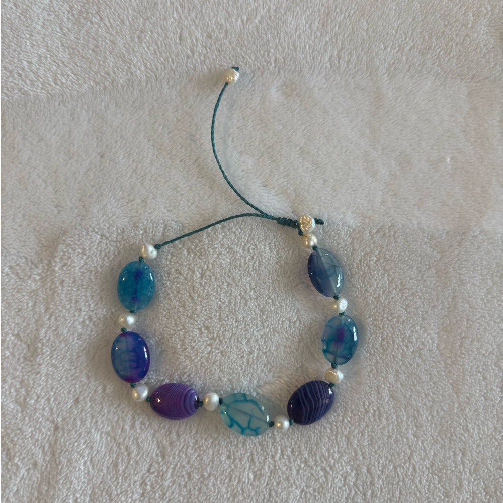 Blue and Purple Beaded Bracelet